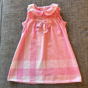 Little Girl’s Pink Plaid Cotton Sleeveless Dress w/Bow & Zipper Back – Size 4T